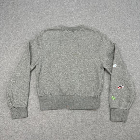 Nike Sweatshirt Kids XS Gray Fleece Banana Swoosh Just Do It Crew Neck Pullover - Picture 7 of 9